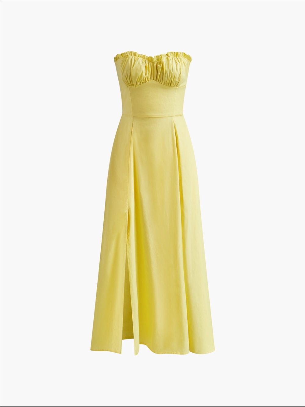 Commense Yellow Strapless Maxi Dress with Side Slit | Size L